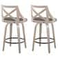 LumiSource Charlotte Swivel Counter Stool with Grey Faux Leather Upholstery in Light Grey and Black (Set of 2), , large