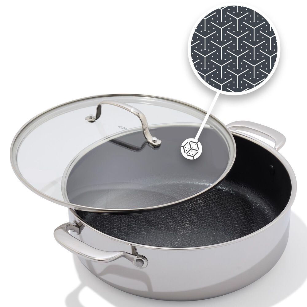Green Pan Trident Hybrid Nonstick Everyday Pan with Lid in Stainless Steel, , large