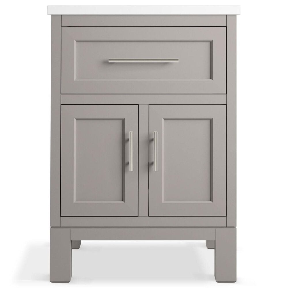 Kohler Quo 24&quot; Single Bathroom Vanity in White with 3 cm Pure White Quartz Top and Oval Sink, , large