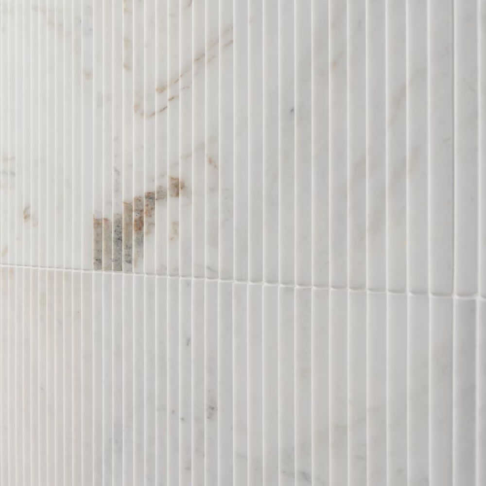 Soho Studio Carver Fluted Alaska White 12" x 24" Honed Marble Tile, , large