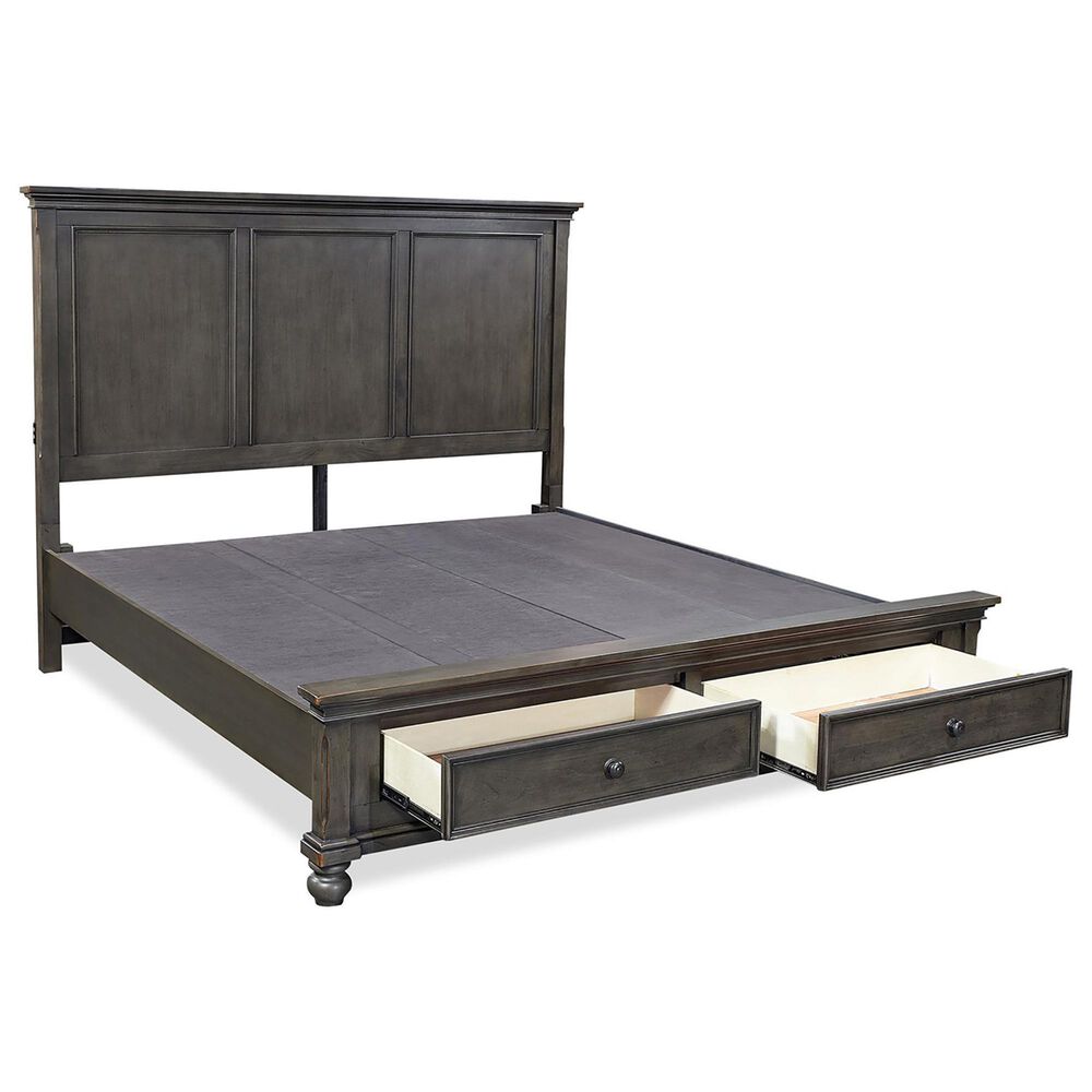 Riva Ridge Oxford King Storage Bed in Peppercorn, , large
