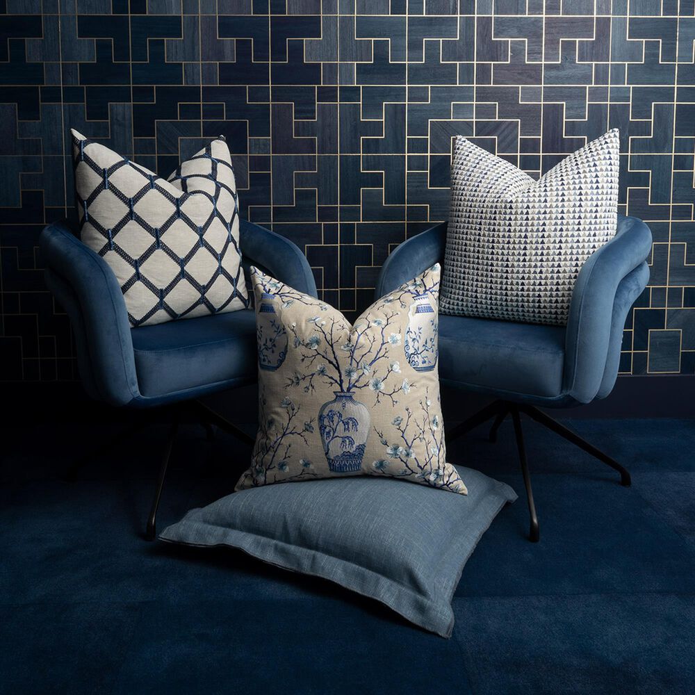 D.V. KAP Home Lena Flange 24" Square Throw Pillow in Lapis, , large