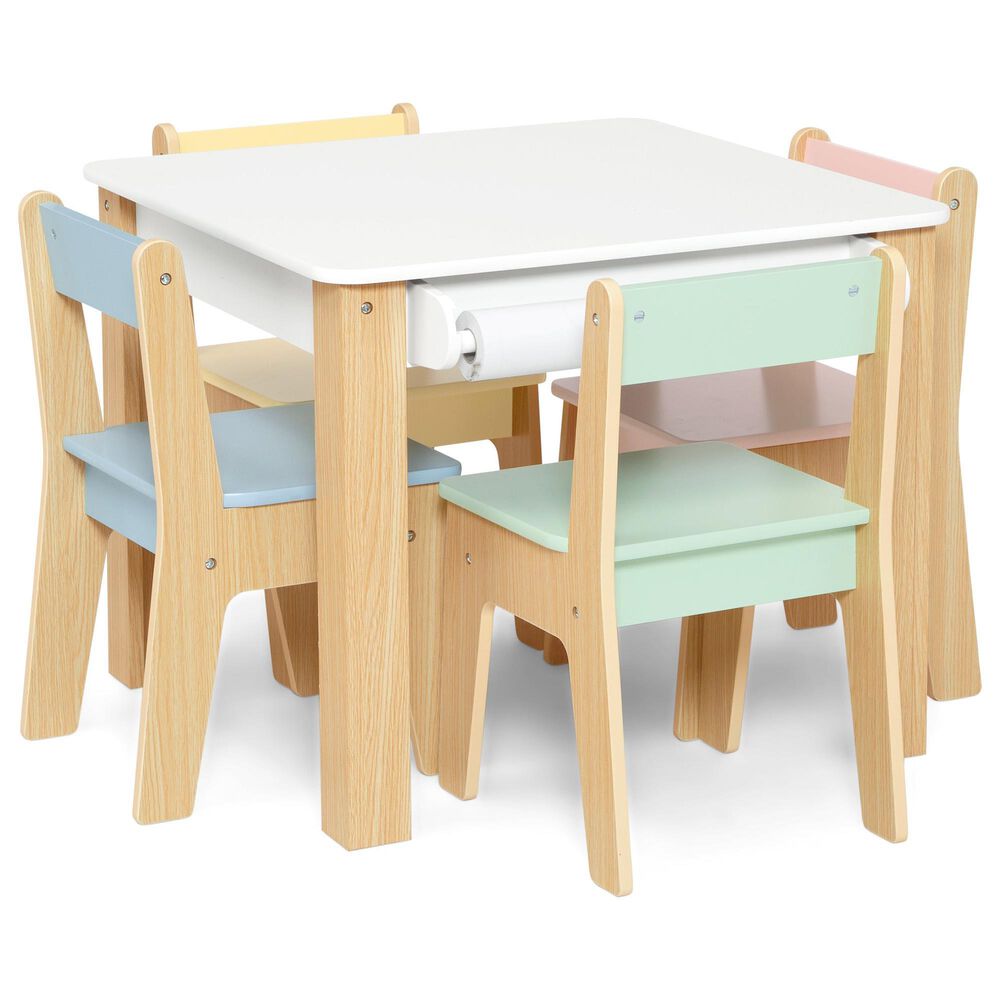 Delta Children GapKids 5-Piece Table and Chair Set with Paper Roll Holder in Pastel, , large