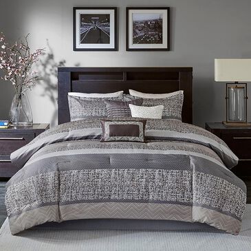 Hampton Park Rhapsody 7-Piece Queen Comforter Set in Grey and Taupe, , large