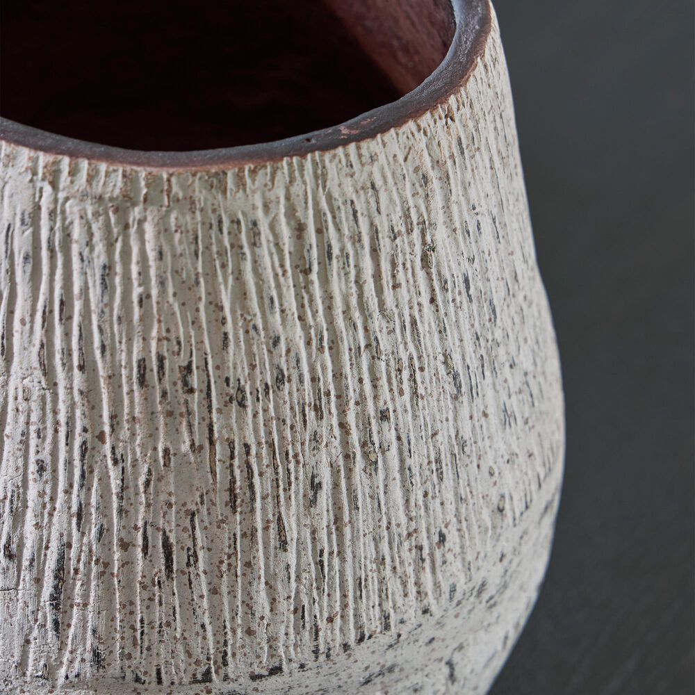 Ashley Claymount 8&quot; Vase in Distressed White and Brown, , large