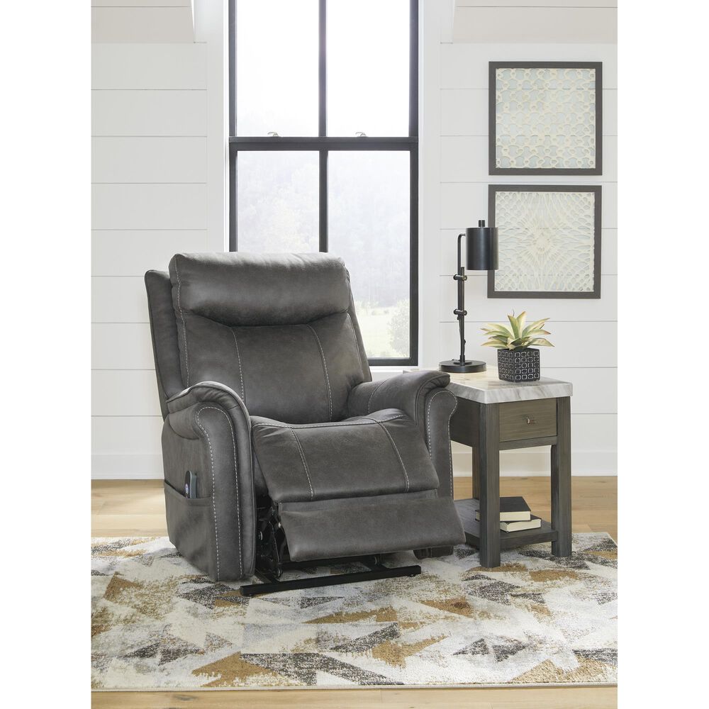 Signature Design by Ashley Lorreze Power Lift Recliner with Heat and Massage in Steel, , large
