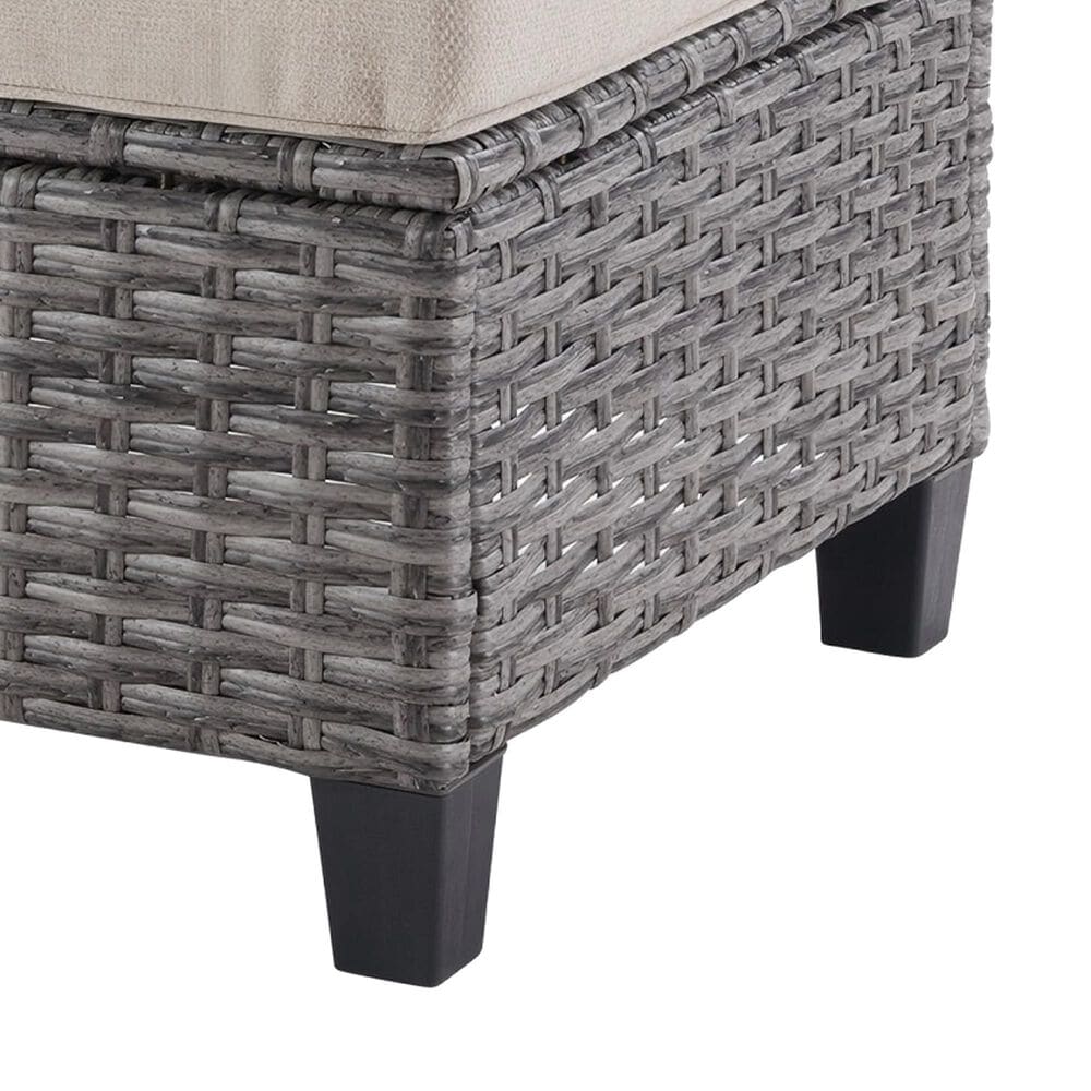 Sunwell Garden 16.9" Ottoman with Beige Cushion in Gray (Set of 2), , large