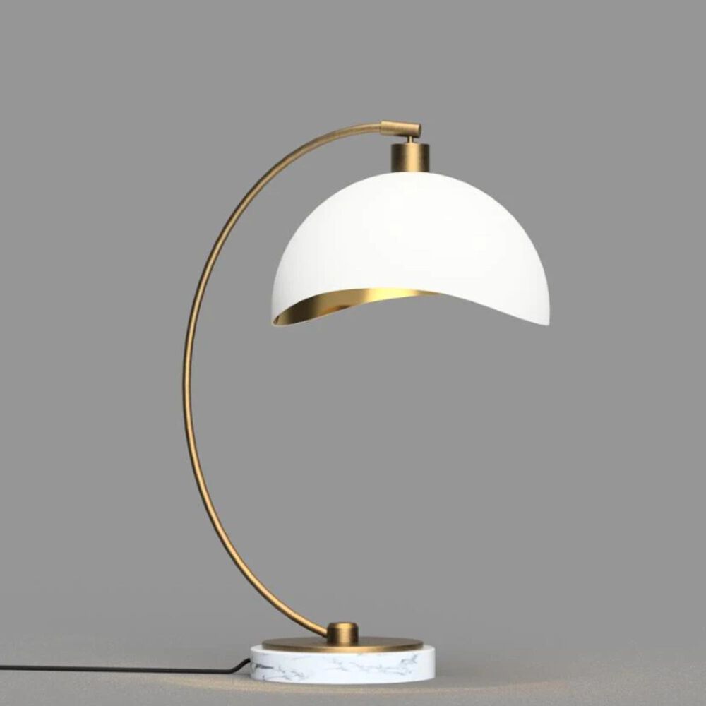 Nova Table Lamp and Shade in Brass and White, , large