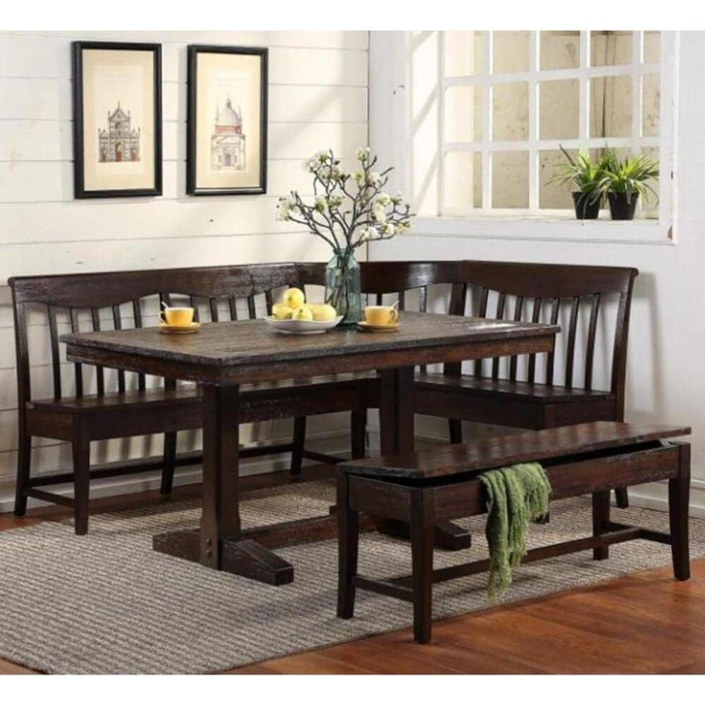 Radius Gettysburg Banquet 5-Piece Corner Nook in Chestnut Oak, , large