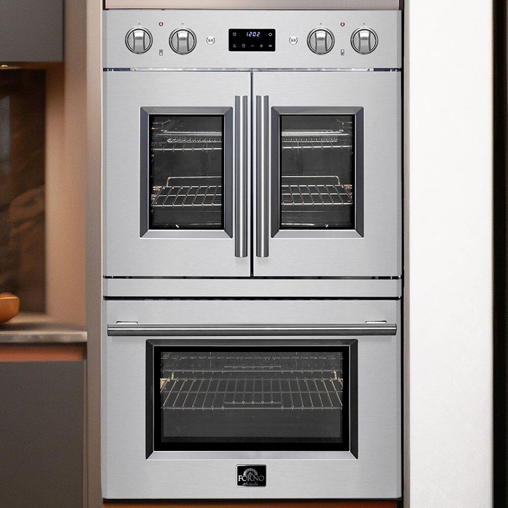 Forno Asti 30" Double Electric Wall Oven with Upper French Door in Stainless Steel, , large