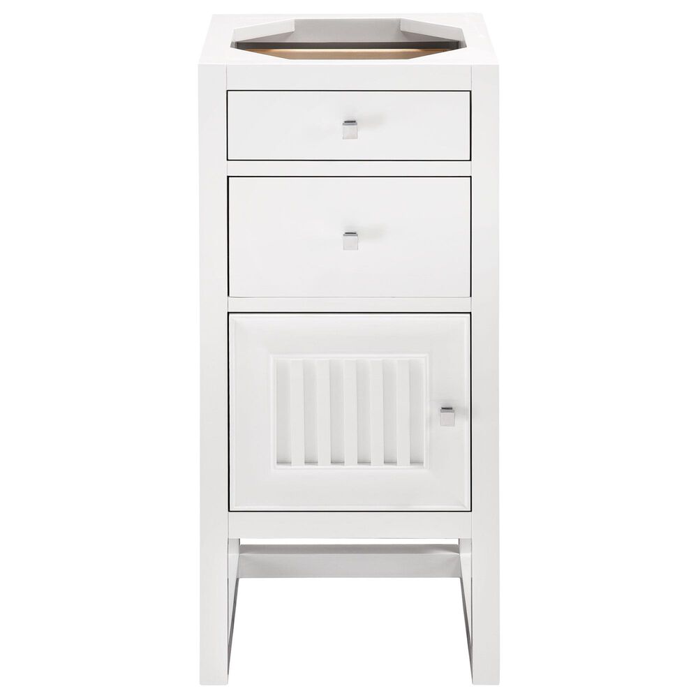 James Martin Vanities Athens 15" Left Door Cabinet in Glossy White with 3 cm White Zeus Quartz Top, , large