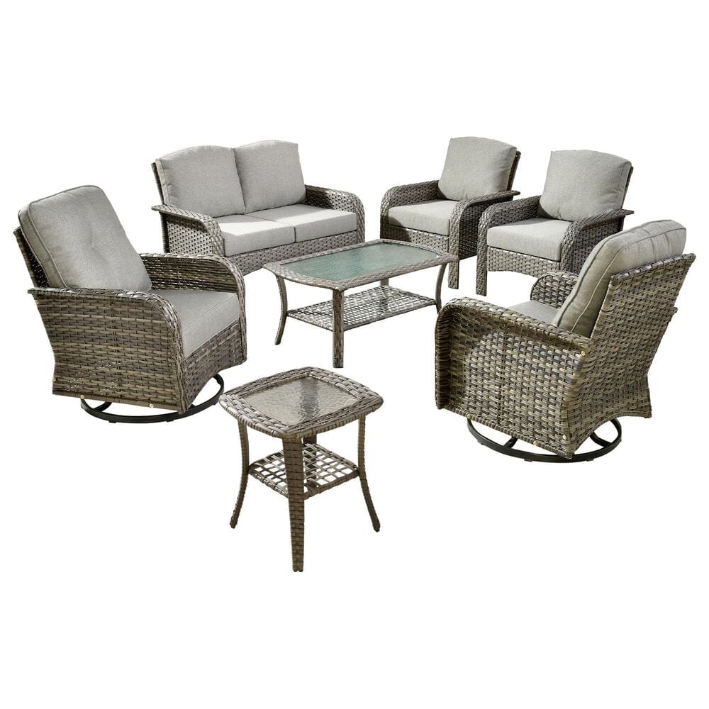 HOMLUX 7-Piece Patio Conversation Set in Dark Gray, , large