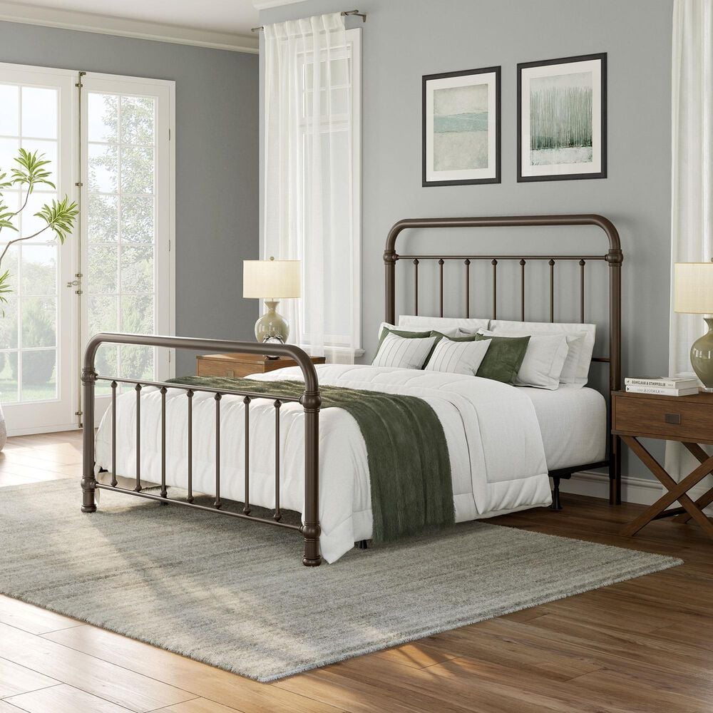Richlands Furniture Kirkland Queen Slat Metal Bed in Dark Bronze, , large
