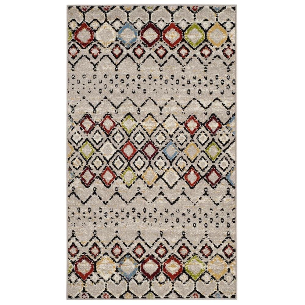 Safavieh Amsterdam AMS108G-3 3&#39; x 5&#39; Light Grey/Multi Area Rug, , large