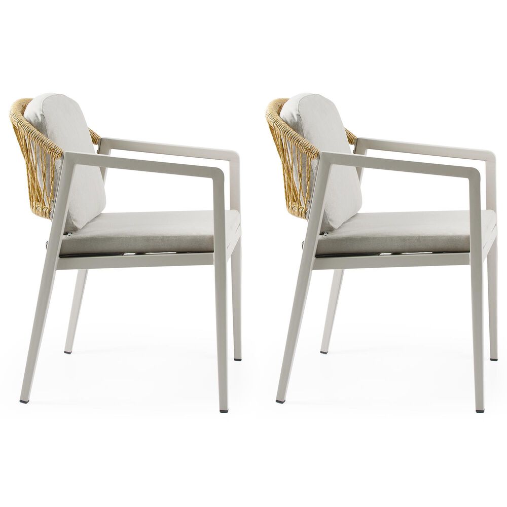 Hearth and Haven Wicker Rattan Woven Patio Dining Chair in Gray &#40;Set of 2&#41;, , large