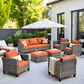 HOMLUX 7-Piece Rattan Sectional Set in Orange, , large