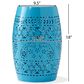Hearth and Haven Ruby Outdoor Barrel End Table with Lace-Cut Design in Blue, , large