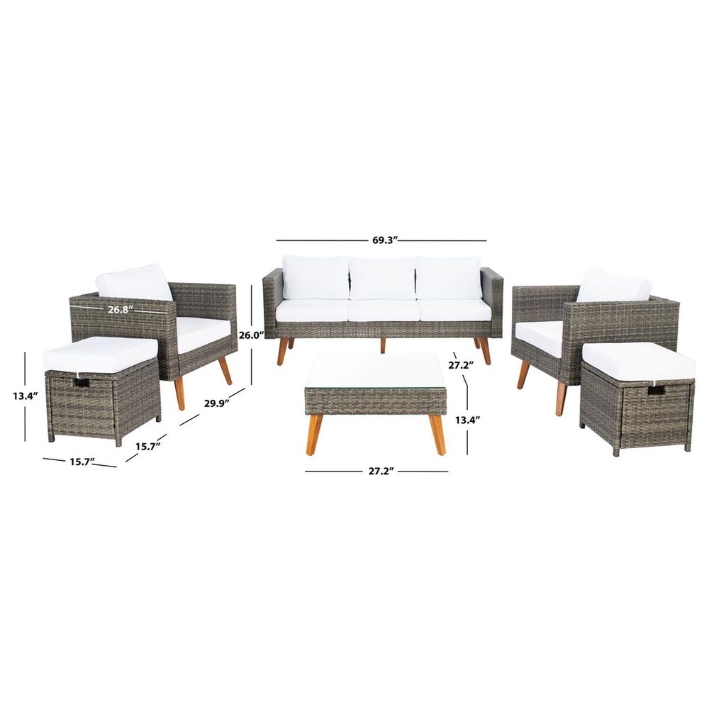 Safavieh Montclair 6-Piece Patio Living Set in Gray Brown, , large