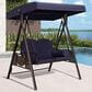 HOMLUX 2-Seat Outdoor Porch Swing with Adjustable Tilt Canopy and Foldable Tray in Navy Blue, , large