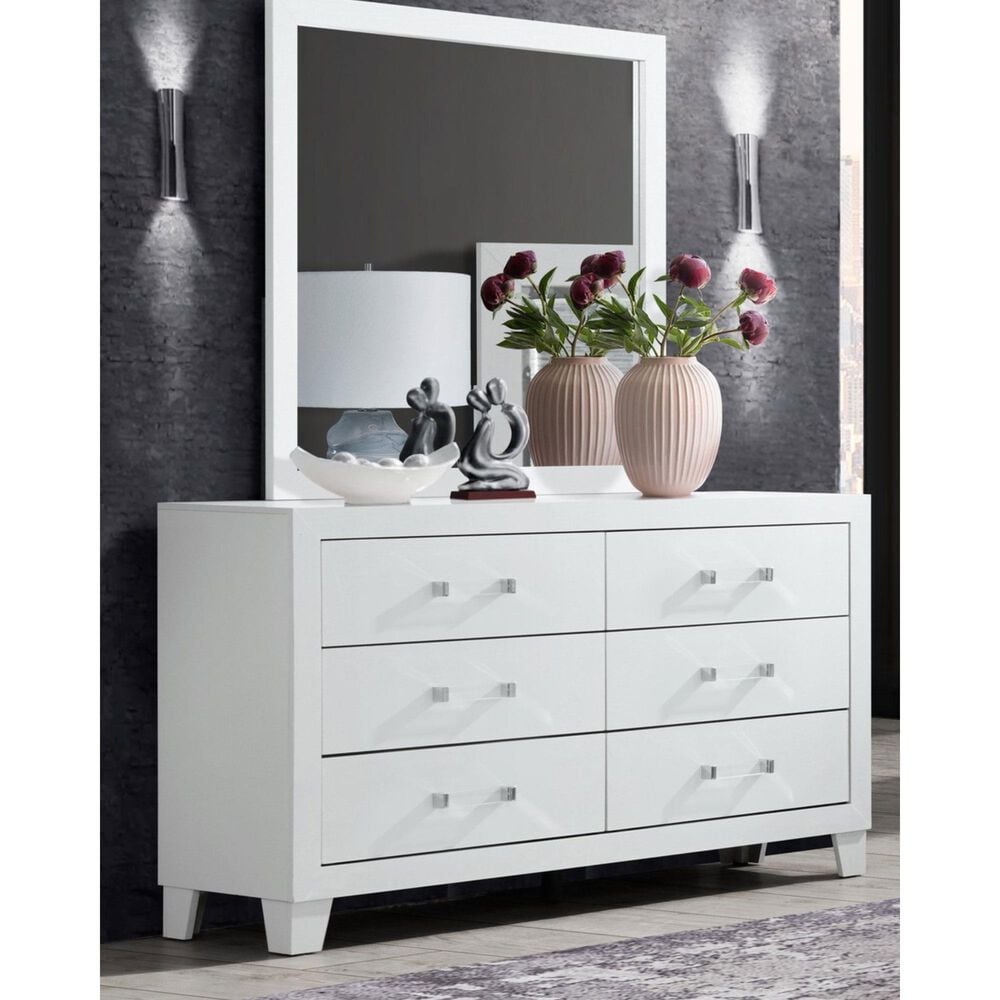 Global Furniture USA Luccia Dresser Mirror in White, , large