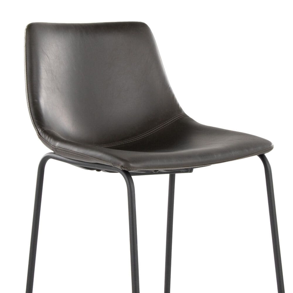 Lumisource Duke Fixed-Height Barstool with Grey Cushion in Black, , large