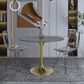Leisuremod LeisureMod Verve Collection 36 Round Dining Table, Brushed Gold Base with Sintered Stone Grey Top, , large