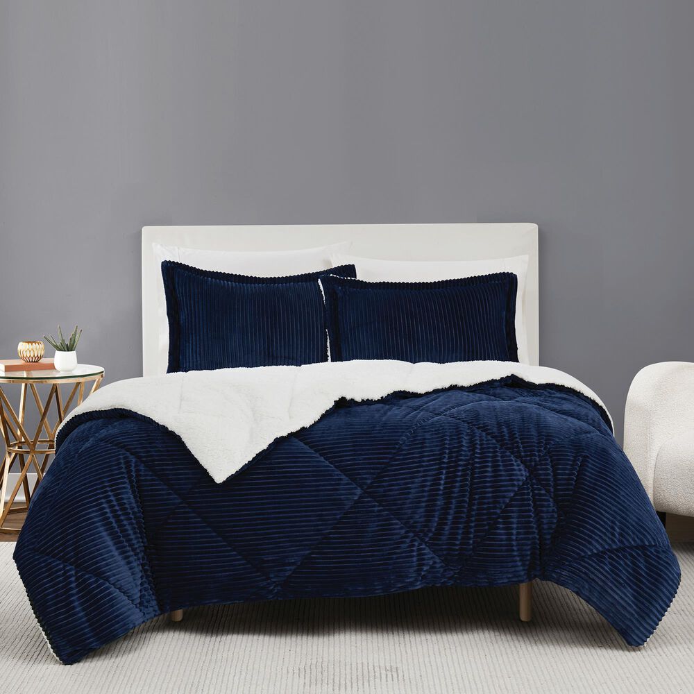 Pem America Corduroy 3-Piece Full/Queen Comforter Set in Blue, , large