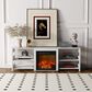 HOMLUX 63" Fireplace TV Stand with Storage Shelves in White Emboss, , large