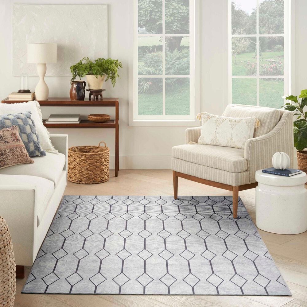 Nourison Machine Washable Series 1 9&#39;2&quot; x 12&#39; Ivory and Grey Area Rug, , large