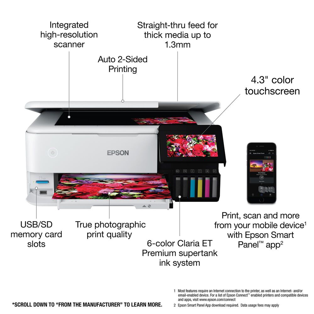 Epson EcoTank Photo ET-8500 Wireless Color All-in-One Supertank Printer, , large