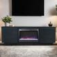 Legends Home Stardust 73" Fireplace Console with Fireplace Insert in Seal Skin Black, , large