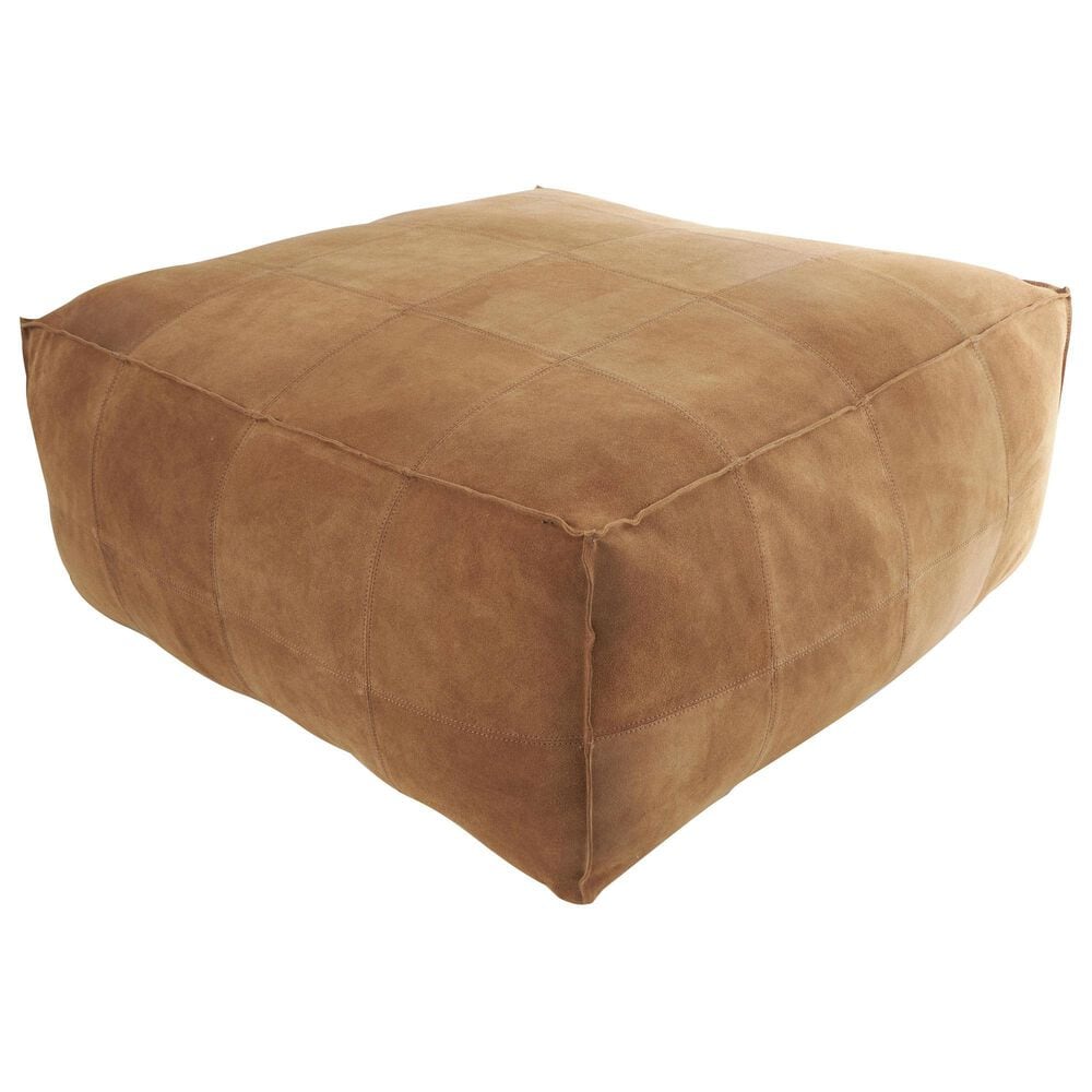 Maple and Jade 35&quot; Low Profile Square Stuffed Pouf in Brown, , large