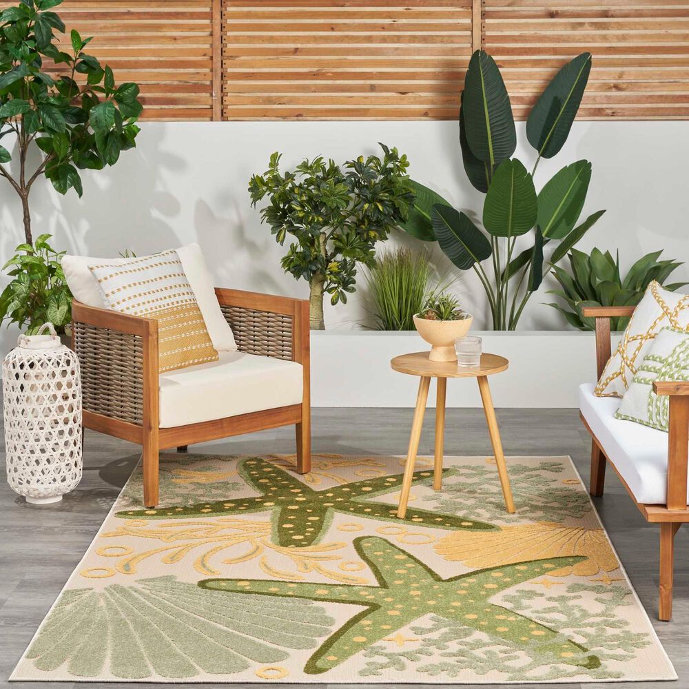 Nourison Aloha 10&#39; x 14&#39; Green and Yellow Indoor/Outdoor Area Rug, , large