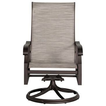 Woodard Cortland Sling High Back Swivel Rocking Dining Armchair in Watercolor Tweedy Pearly, , large