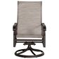 Woodard Cortland Sling High Back Swivel Rocking Dining Armchair in Watercolor Tweedy Pearly, , large