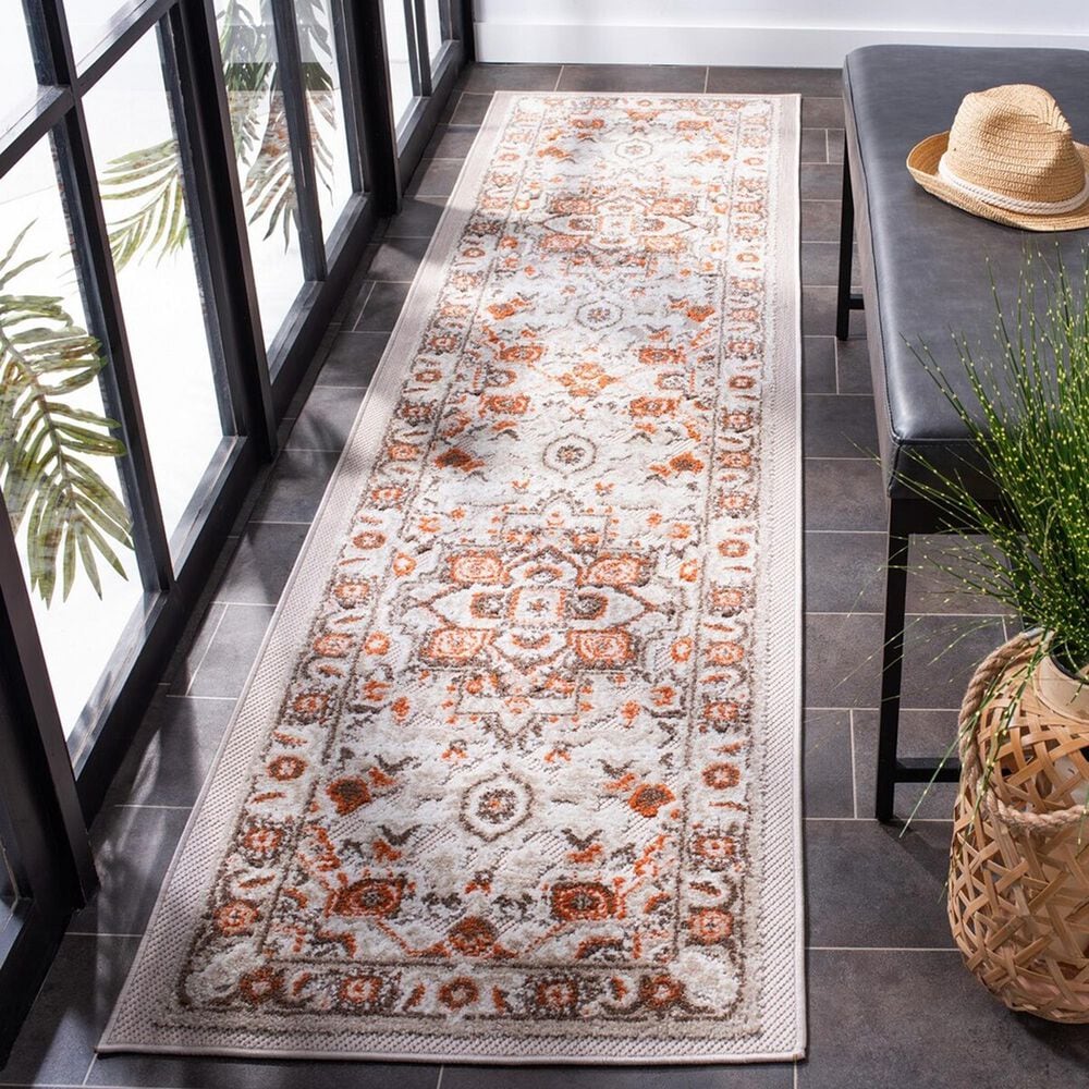 Safavieh Cabana CBN680B 2&#39;2&quot; x 8&#39; Beige and Orange Indoor/Outdoor Area Performance Rug, , large