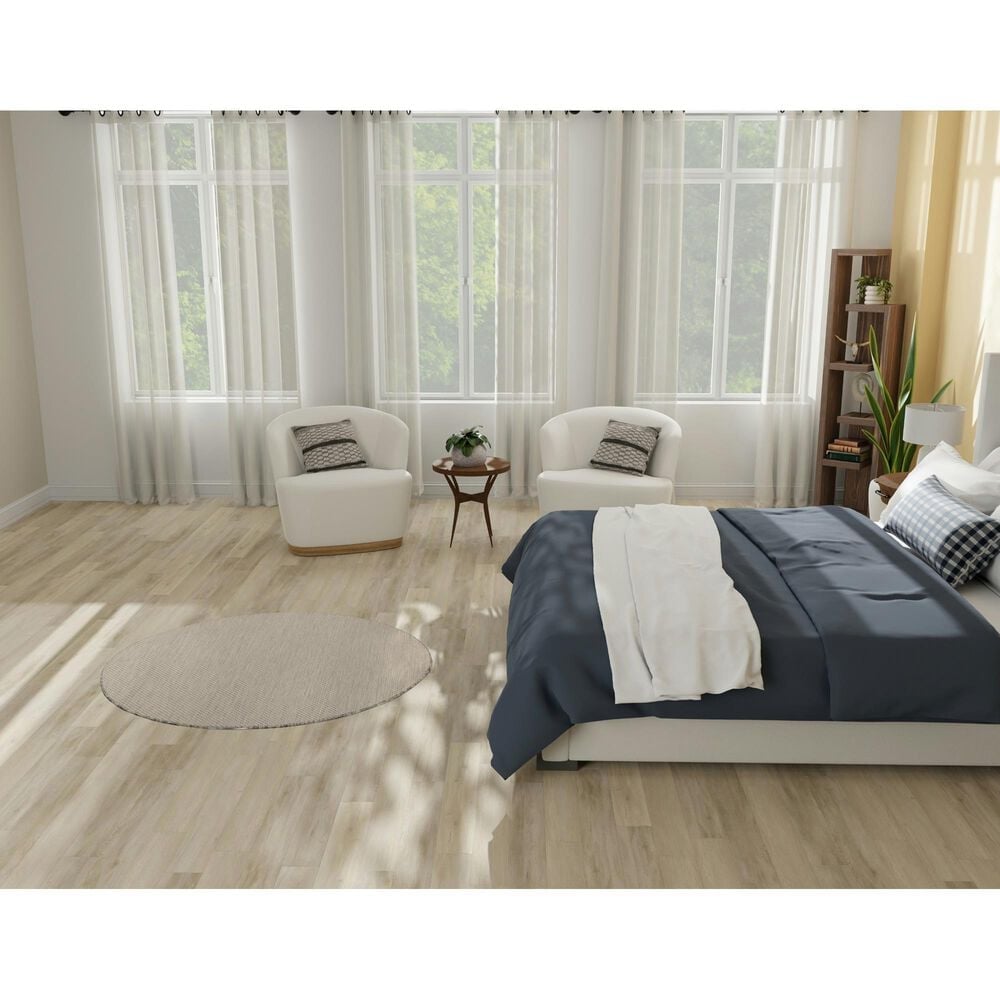 Nourison Courtyard Ivory and Silver 4&#39; Round Indoor/Outdoor Area Rug, , large