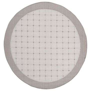 Safavieh Bermuda BMU801F 5" Round Grey and Ivory Indoor/Outdoor Area Performance Rug, , large