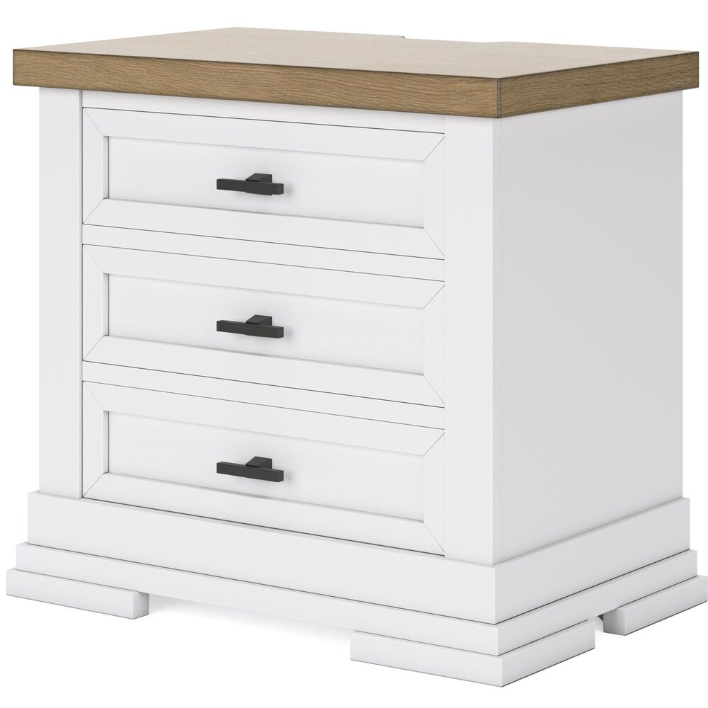 Ashley Ashbryn Nightstand in White and Natural with USB Ports, , large