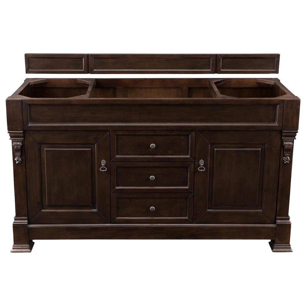 James Martin Vanities Brookfield 60&quot; Single Bathroom Vanity in Burnished Mahogany with 3 cm Lime Delight Quartz Top and Rectangular Sink, , large