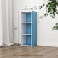 HOMLUX 3-Tier Bookcase with Decorative Open Shelves in White and Light Blue, , large
