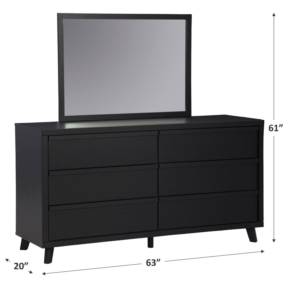 Ashley Danziar 6-Drawer Dresser and Mirror in Matte Black, , large