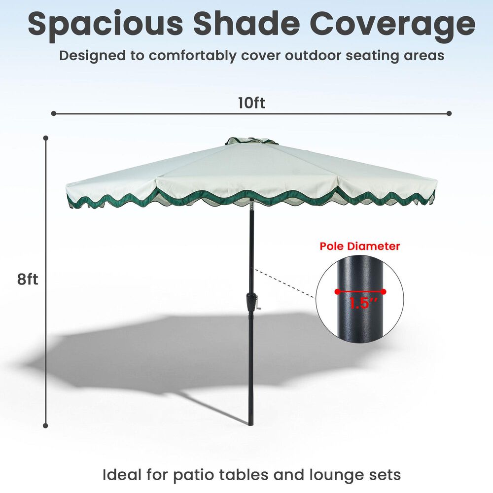 HOMLUX 10' Patio Umbrella with Lights in Green, , large