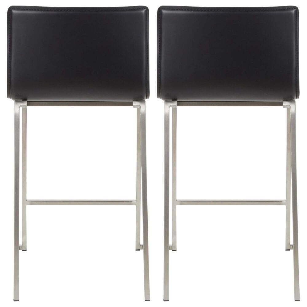 Lumisource Mara Counter Stool with Black Cushion in Stainless Steel &#40;Set of 2&#41;, , large