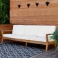 Linon Home Decor Carenen Outdoor 3-Seat Sofa with White Cushions in Natural, , large