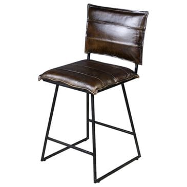 Porter Design Malin Swivel Counter Stool in Black Finish and Brown Top Grain Leather, , large