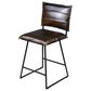 Porter Design Malin Swivel Counter Stool in Black Finish and Brown Top Grain Leather, , large