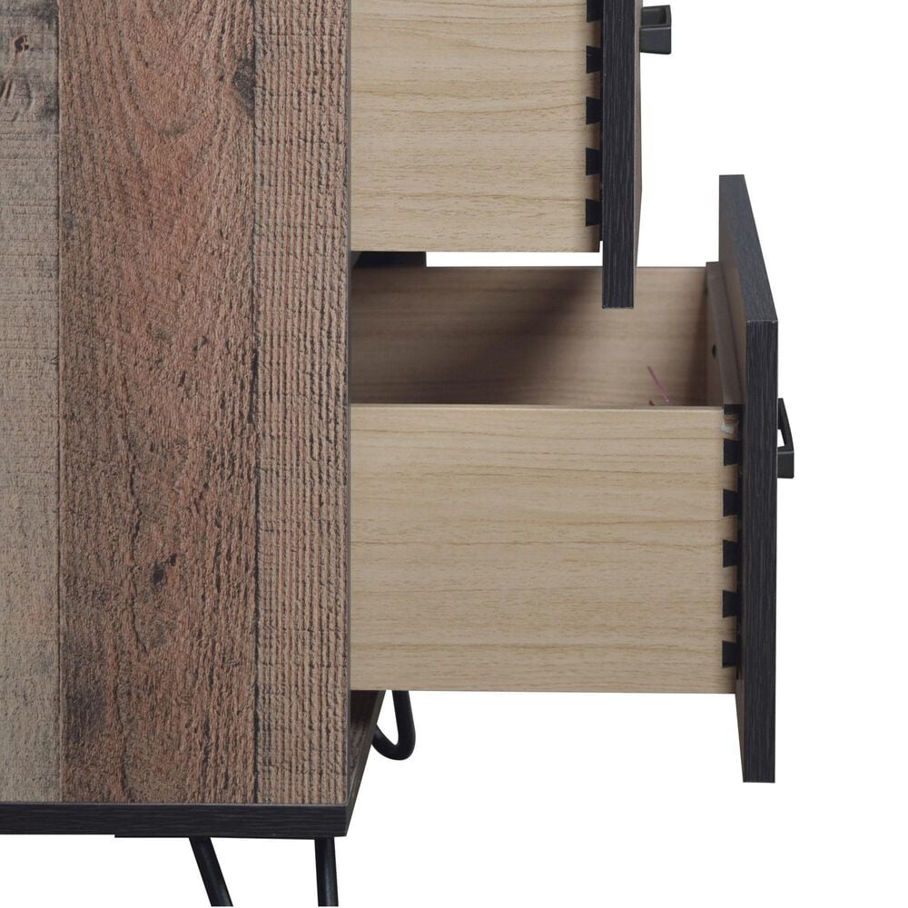 New Heritage Design Elk River King Bed and Two Nightstands in Rustic Brown and Black, , large