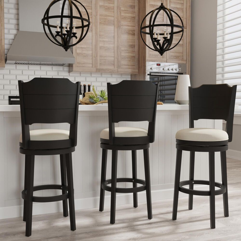The Monday Company Clarion Swivel Bar Height Stool in Black and Greige, , large