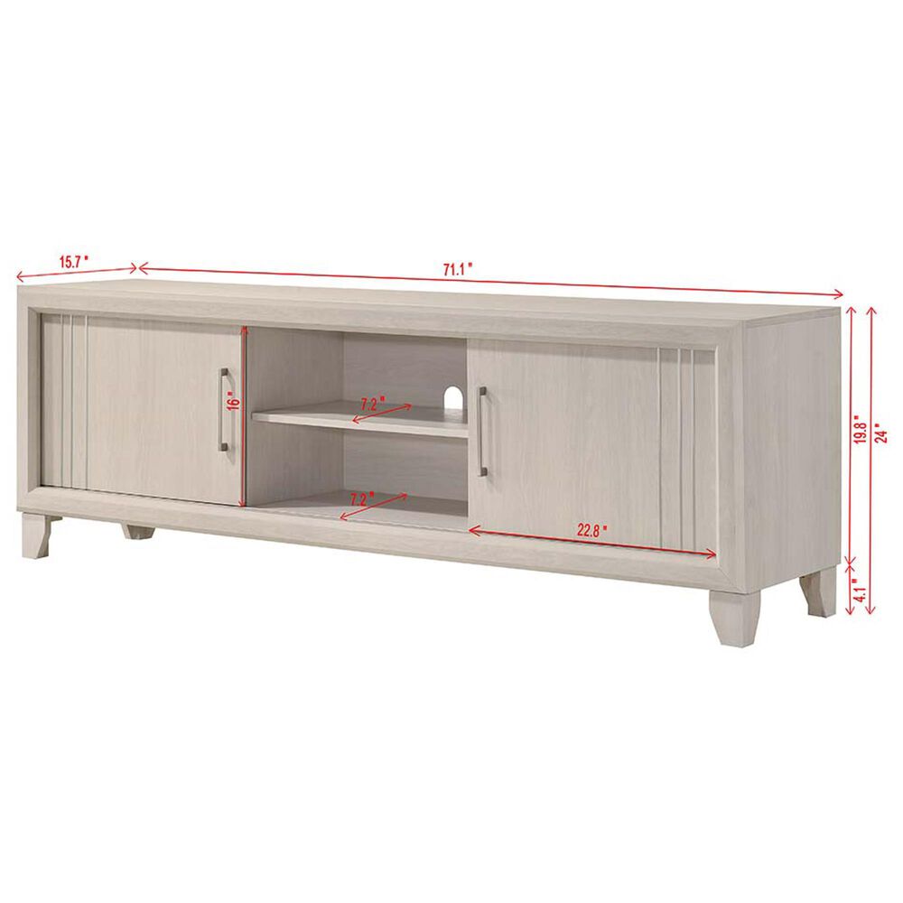 Crown Mark Charlie 71" TV Stand in White, , large